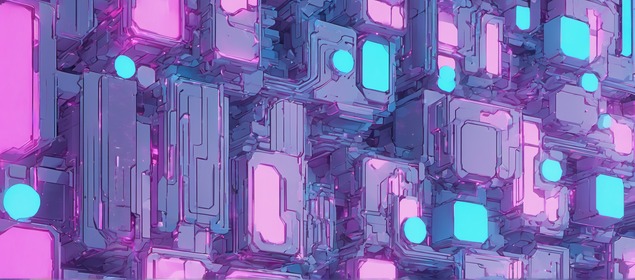 Glitch-art painting of a blocky EC2 server-slab fleet, half glitching as a bright patch stream sweeps across, half settled into a clean aligned state