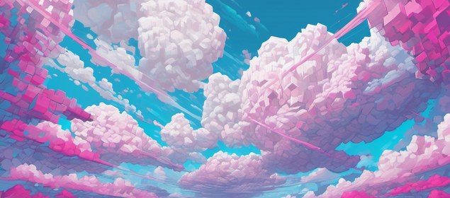 Isometric pixel-art database fortress with a glowing padlock